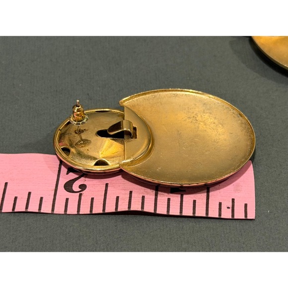 Vintage Enamel Articulated Drop Earrings Black Multi Color Gold Tone 80s Retro - Picture 5 of 6